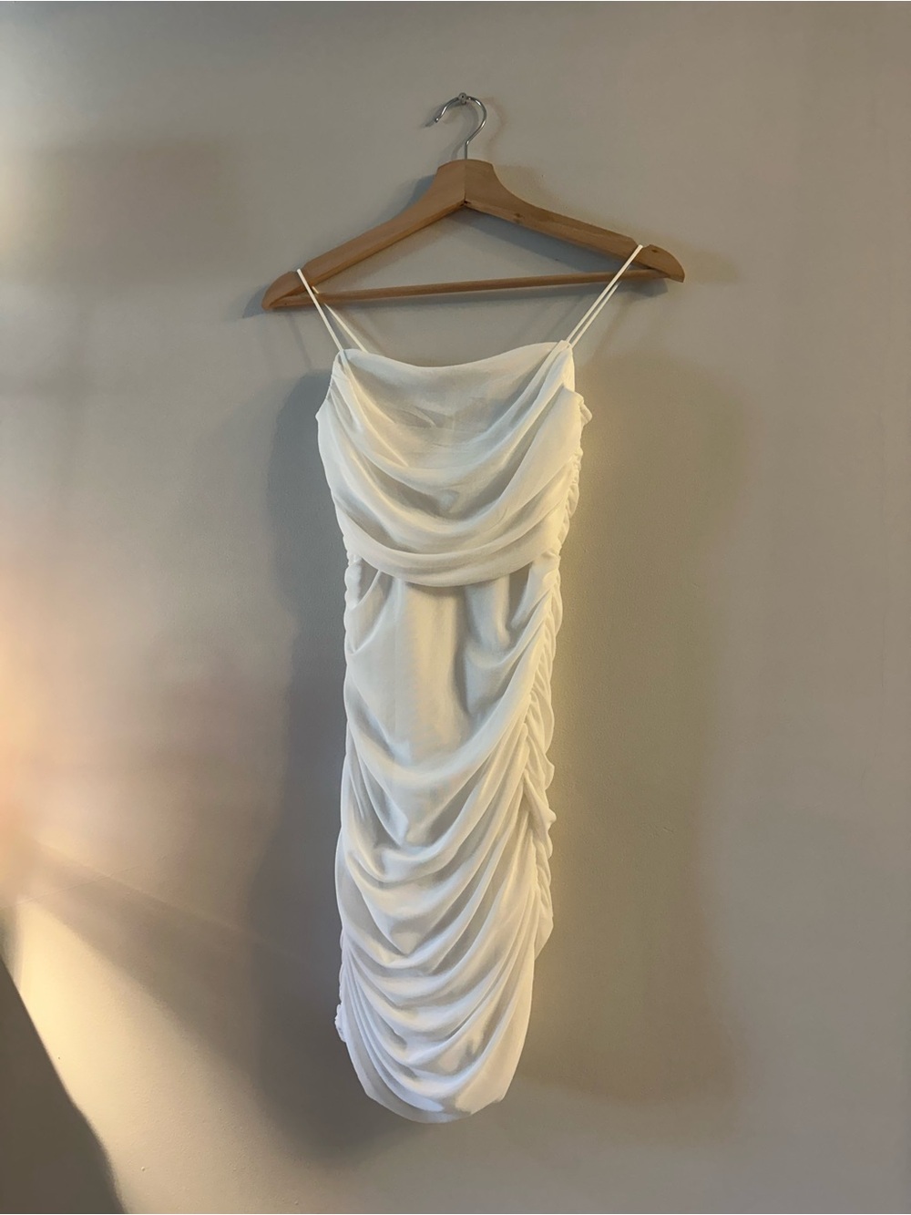 Society White Strapless Draped Ruched Dress